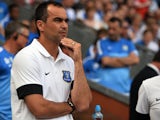 Everton boss Roberto Martinez during a game with Blackburn on July 27, 2013