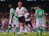Fulham's Steve Sidwell celebrates after scoring the opening goal against Real Betis during a friendly match on August 5, 2013