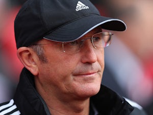 Stoke City Manager Tony Pulis prior to kick-off during the match against Southampton on May 19, 2013