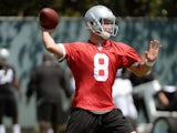 Tyler Wilson of the Oakland Raiders participates in drills during Rookie Mini-Camp on May 11, 2013