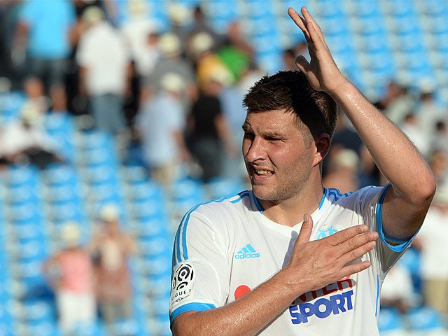 Marseille's Andre-Pierre Gignac in action against Evian on August 17, 2013