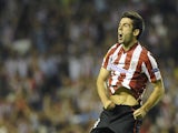 Athletic Bilbao's Markel Susaeta celebrates his goal against Hapoel Kiryat Shmona on September 20, 2012