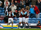 Sam Vokes of Burnley celebrates his goal during the Sky Bet Championship match between Burnley and Yeovil Town at Turf Moor on August 17, 2013