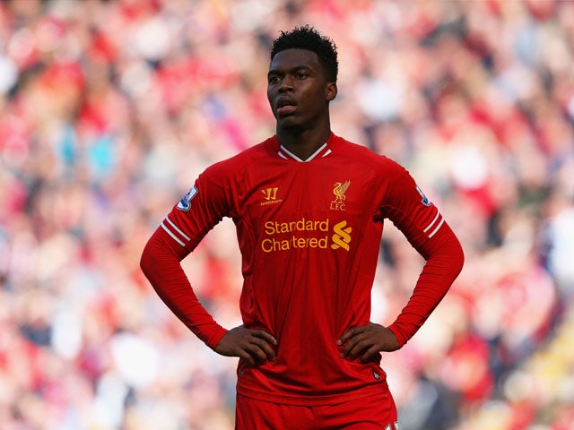 Daniel Sturridge of Liverpool looks on during the Barclays Premier League match between Liverpool and Queens Park Rangers at Anfield on May 19, 2013