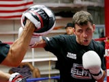 Darren Barker of England trains for his middleweight bout against Daniel Geale of Australia at the Mendez Boxing Gym on August 12, 2013