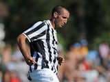 Juventus' Giorgio Chiellini in action against Juventus B during a friendly match on August 11, 2013