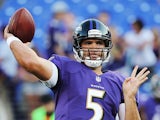 Baltimore Ravens' Joe Flacco during a warm up on August 15, 2013