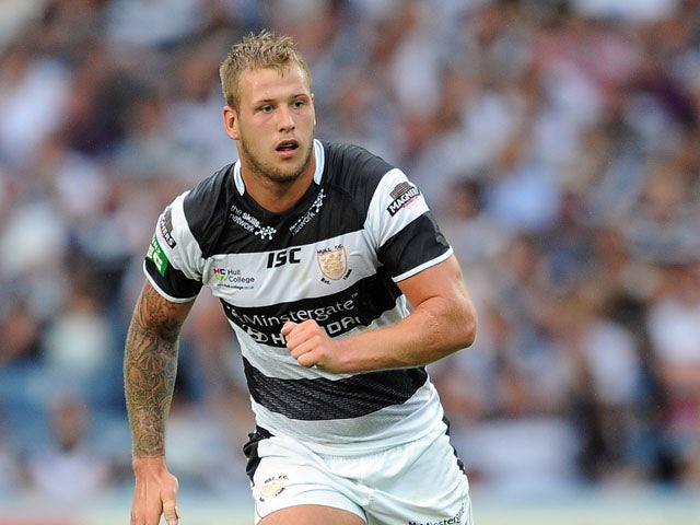 Joe Westerman of Hull FC in action during the Tetley's Challenge Cup Semi Final between Hull FC and Warrington Wolves at John Smith's Stadium on July 28, 2013