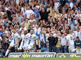 Leeds United's Ross McCormack celebrates his equaliser during the Sky Bet Championship match between Leeds United and Sheffield Wednesday at Elland Road on August 17, 2013