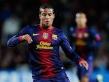 Barcelona's Rafinha in action against Benfica in the Champions League on December 5, 2012
