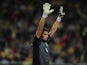 Argentina goalkeeper Sergio Romero in action during a friendly match against Sweden on February 6, 2013