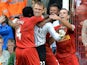 Liverpool goalkeeper Simon Mignolet is congratulated by team mates after saving a penalty against Stoke on August 17, 2013