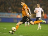 Stephen Ward of Wolves passes the ball during the npower Championship match between Wolverhampton Wanderers and Bolton Wanderers at Molineux on October 23, 2012