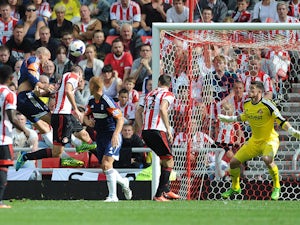 Pajtim Kasami of Fulham scores the opening goal during the Barclays Premier League match between Sunderland and Fulham at the Stadium of Light on August 17, 2013