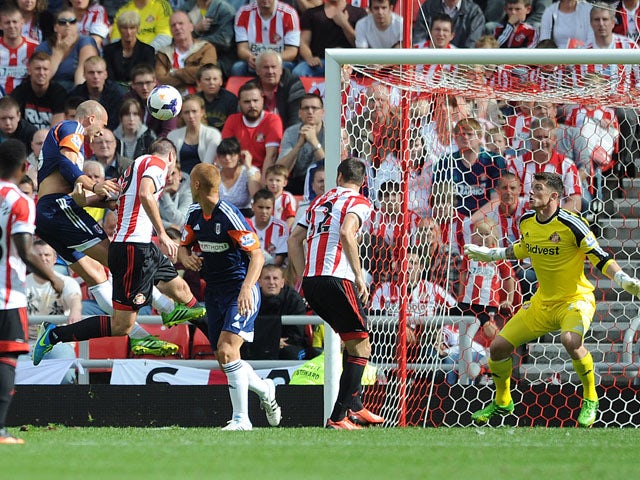 Pajtim Kasami of Fulham scores the opening goal during the Barclays Premier League match between Sunderland and Fulham at the Stadium of Light on August 17, 2013