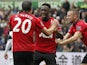Manchester United's English striker Danny Welbeck celebrates scoring his team's second goal during the English Premier League football match between Swansea City and Manchester United at Liberty Stadium in Swansea, south Wales, on August 17, 2013