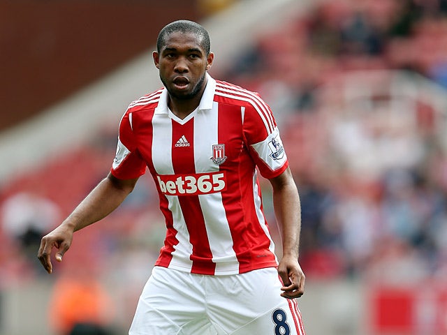 Stoke's Wilson Palacios in action against Genoa during a friendly match on August 10, 2013