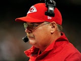 Andy Reid, head coach of the Kansas City Chiefs, watches game action against the New Orleans Saints at the Mercedes-Benz Superdome on August 9, 2013