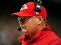 Andy Reid, head coach of the Kansas City Chiefs, watches game action against the New Orleans Saints at the Mercedes-Benz Superdome on August 9, 2013