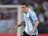 Angel Di Maria of Argentina in action during the international friendly match between Italy v Argentina at Stadio Olimpico on August 14, 2013