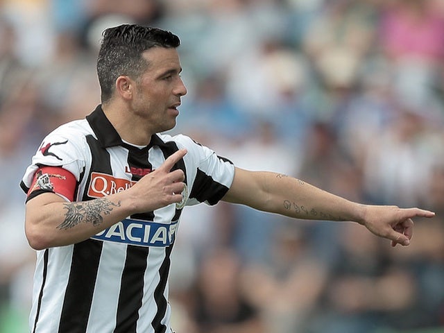 Udinese skipper Antonio Di Natale in action against Inter on May 12, 2013