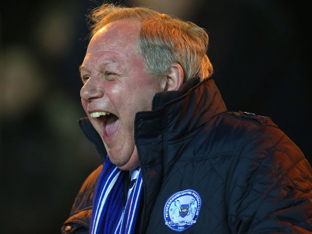 Peterborough United Director of Football, Barry Fry enjoys a joke before the npower Championship match between Peterborough United and Charlton Athletic at London Road Stadium on March 5, 2013 