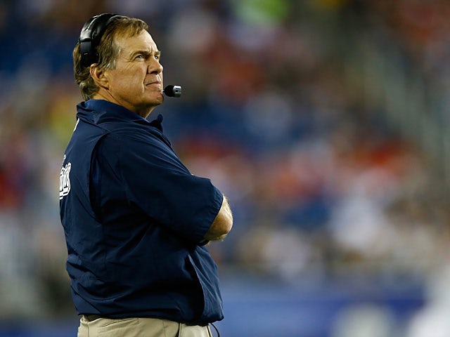 New England Patriots head coach Bill Belichick on the sidelines during the game against Tampa Bay Buccaneers on August 16, 2013