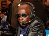 Deacon Jones commentating in a live broadcast during the Super Bowl XLVI Week on February 3, 2012