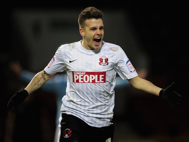 Dean Cox of Orient celebrates his goal during the FA Cup Third Round Replay match between Leyton Orient and Hull City at the Matchroom Stadium on January 15, 2013