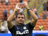 Former Inter midfielder Dejan Stankovic salutes the San Siro crowd on August 25, 2013