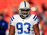 Indianapolis Colts' Dwight Freeney during a warm up before the game against Kansas City Chiefs on December 23, 2012