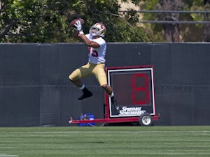 Eric Reid #35 of the San Francisco 49ers catches a pass during the San Francisco 49ers rookie minicamp at their training facility on May 10, 2013