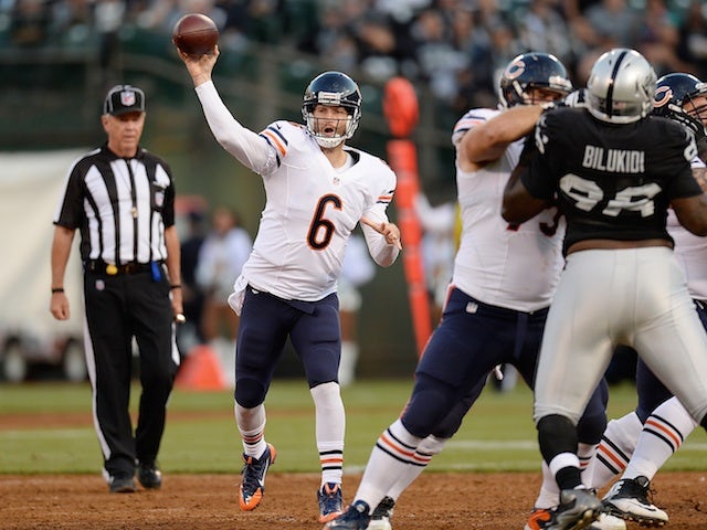 Bears QB Jay Cutler in action against Oakland on August 23, 2013
