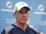 Head coach Joe Philbin of the Miami Dolphins talks to the media following the rookie camp on May 3, 2013