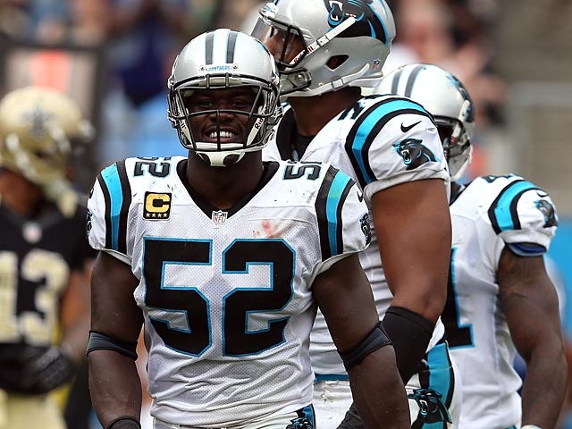 Carolina Panthers' Jon Beason in action during the game against New Orleans Saints on September 16, 2012