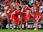 Southampton's Jose Fonte is congratulated by team mates after scoring the equaliser against Sunderland on August 24, 2013