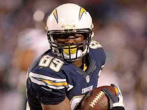 Ladarius Green #89 of the San Diego Chargers turns up field after his catch against the Seattle Seahawks at Qualcomm Stadium on August 8, 2013