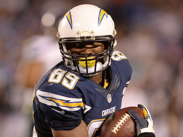 Ladarius Green #89 of the San Diego Chargers turns up field after his catch against the Seattle Seahawks at Qualcomm Stadium on August 8, 2013