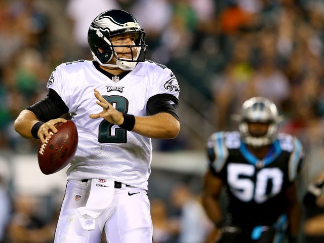 Matt Barkley #2 of the Philadelphia Eagles looks to pass in the second half against the Carolina Panthers on August 15, 2013