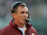Washington Redskins head coach Mike Shanahan reacts during a game against the Philadelphia Eagles at Lincoln Financial Field on December 23, 2012