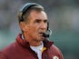 Washington Redskins head coach Mike Shanahan reacts during a game against the Philadelphia Eagles at Lincoln Financial Field on December 23, 2012