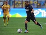 Rodrigo Palacio of FC Internazionale Milano in action during the TIM cup match between FC Internazionale Milano and AS Cittadella at Stadio Giuseppe Meazza on August 18, 2013