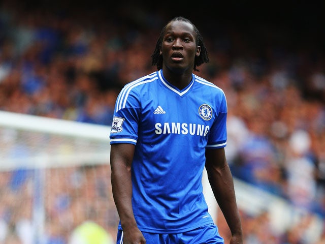 Romelu Lukaku of Chelsea looks on during the Barclays Premier League match between Chelsea and Hull City at Stamford Bridge on August 18, 2013