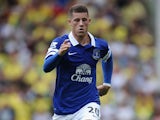 Ross Barkley of Everton during the Barclays Premier League match between Norwich City and Everton at Carrow Road on August 17, 2013