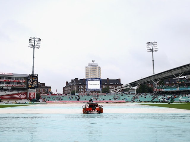 Rain stops play at The Oval as the fourth day of the fifth Ashes test between England and Australia on August 24, 2013