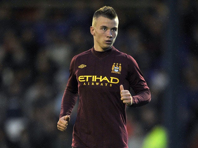 Albert Rusnak of Manchester City in action during the pre season friendly match between Oldham Athletic and Manchester City at Boundry Park on July 31, 2012