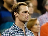 Actor Alexander Skarsgård watches play between Rafael Nadal of Spain and Andrey Golubev of Kazakhstan during Day Two of the 2011 U.S. Open at the USTA Billie Jean King National Tennis Center on August 30, 2011