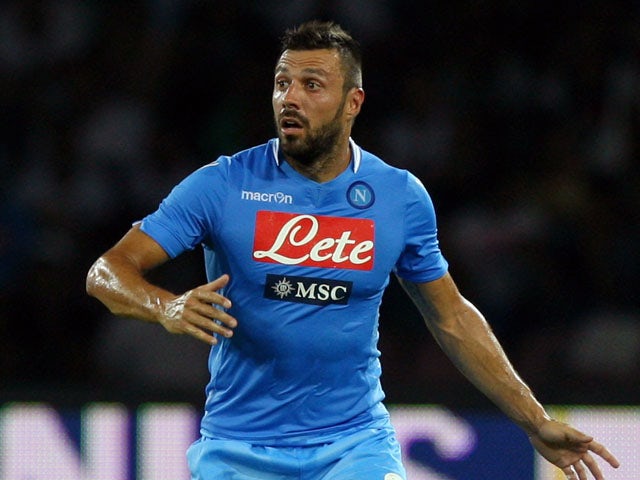 Andrea Dossena of SSC Napoli in action during the pre-season friendly match between SSC Napoli and Galatasaray at Stadio San Paolo on July 29, 2013