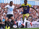 Andros Townsend attempts to beat Wayne Routledge.