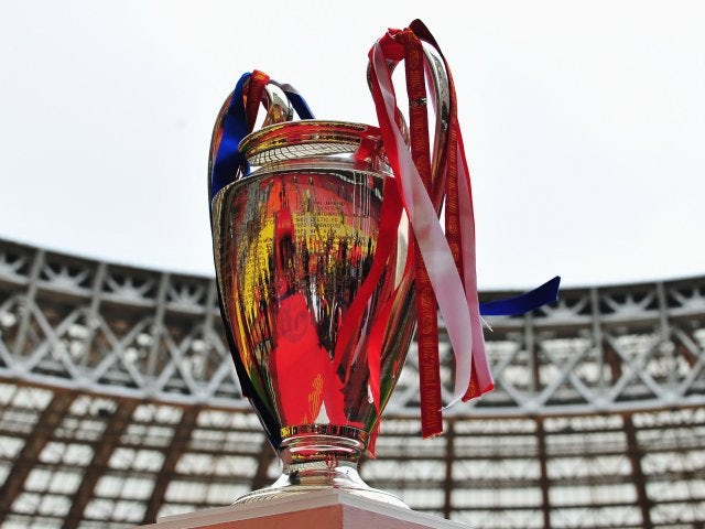 A general shot of the Champions League trophy.